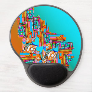 Electric Orange & Turquoise Dreams — Abstract Pop Gel Mouse Pad