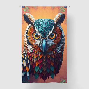 🔥 Electric Owl Tapestry Curtain – Psychedelic 🦉✨