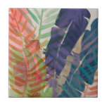 Electric Palms Ceramic Tile<br><div class="desc">Electric Palms I by Jennifer Paxton Parker. Palm leaves in a variety of colors and styles are done painted in a watercolor-like style. | 133070GG</div>