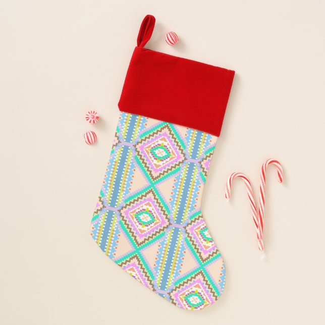 Electric Pastel Dream Kaleidoscope Christmas Stocking (Front)