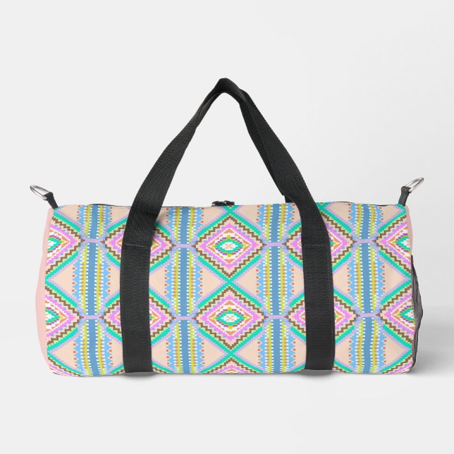 Electric Pastel Dream Kaleidoscope Duffle Bag (Front)