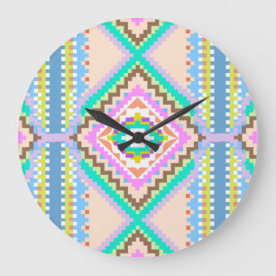 Electric Pastel Dream Kaleidoscope Large Clock