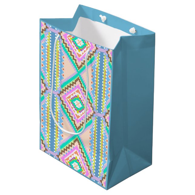 Electric Pastel Dream Kaleidoscope Medium Gift Bag (Front Angled)