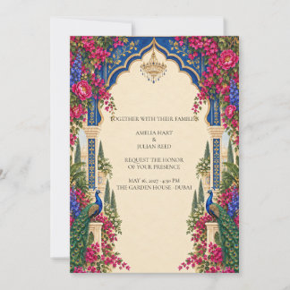 Electric Peacock Palace Garden Wedding Invitation