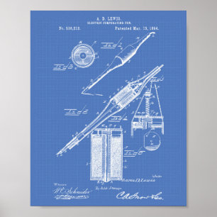 Electric Pen 1894 Patent Art Blueprint Poster