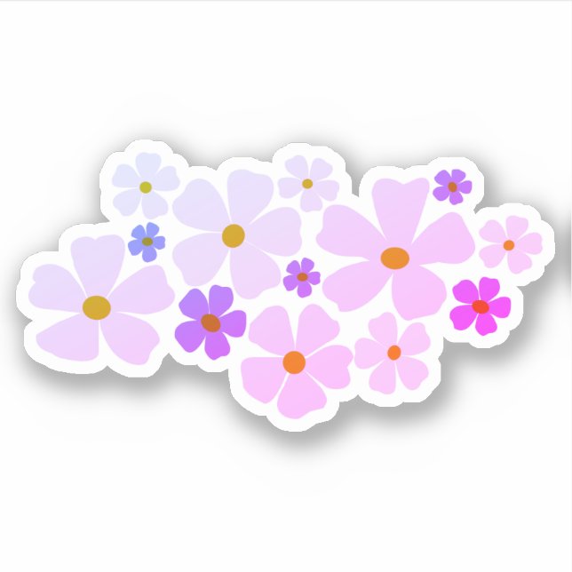 Electric Pink and Purple Flowers Graphic Sticker (Front)