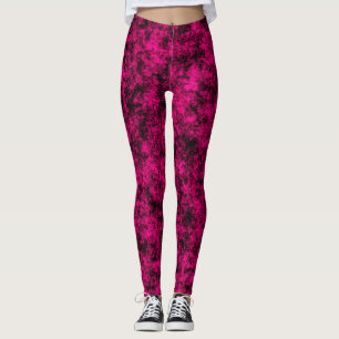 Electric Pink & Black Abstract Marble Leggings