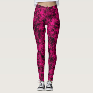 Electric Pink & Black Abstract Marble Leggings