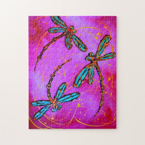 Electric Pink Dragonfly Flit Jigsaw Puzzle