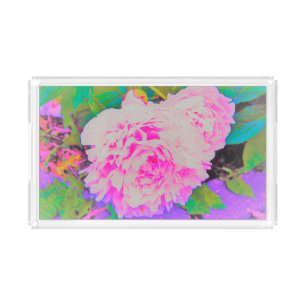 Electric Pink Peonies in the Colorful Garden Acrylic Tray