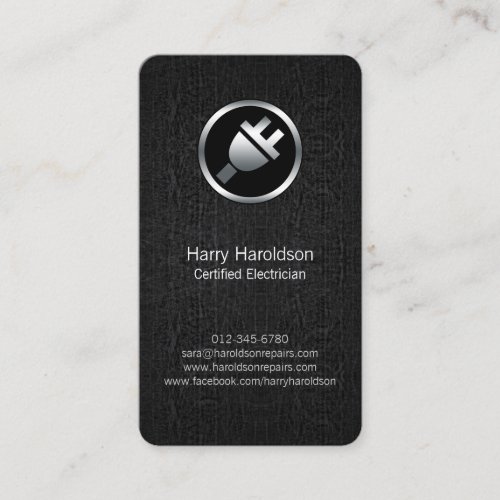 Electric Plug BlackGrunge Electrician BusinessCard Business Card