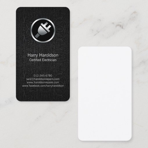 Electric Plug BlackGrunge Electrician BusinessCard Business Card | Zazzle