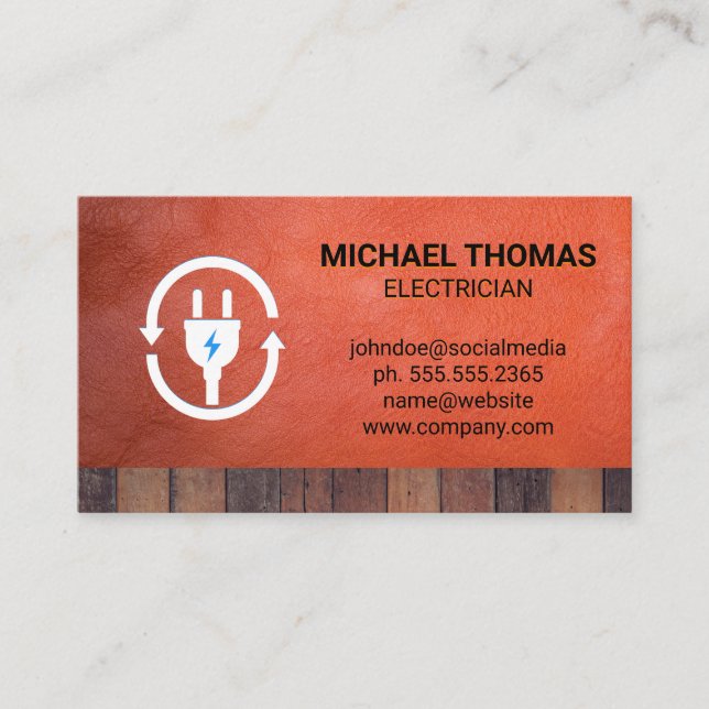 Electric Plug | Construction Worker Business Card (Front)