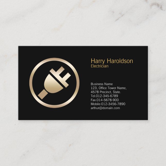 Electric Plug Icon Electrician Business Card (Front)