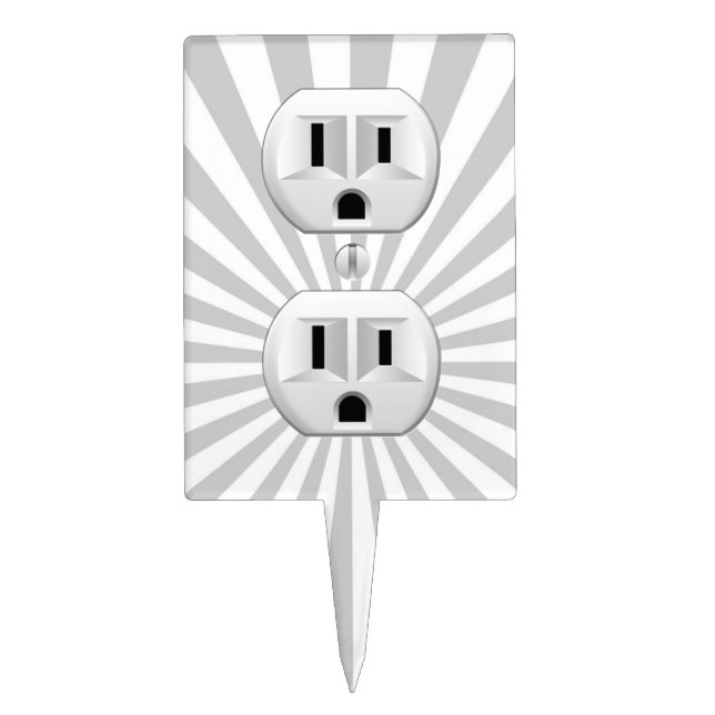 Electric Plug Wall Outlet Fun Customize This! Cake Topper (Front)