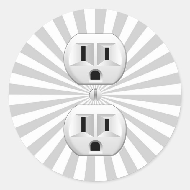 Electric Plug Wall Outlet Fun Customize This! Classic Round Sticker (Front)