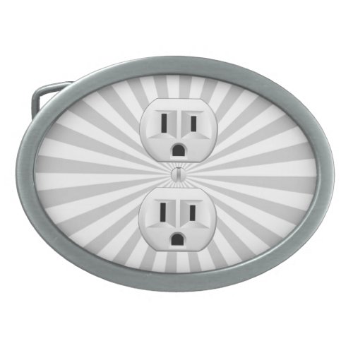 Electric Plug Wall Outlet Fun Customize This Oval Belt Buckle