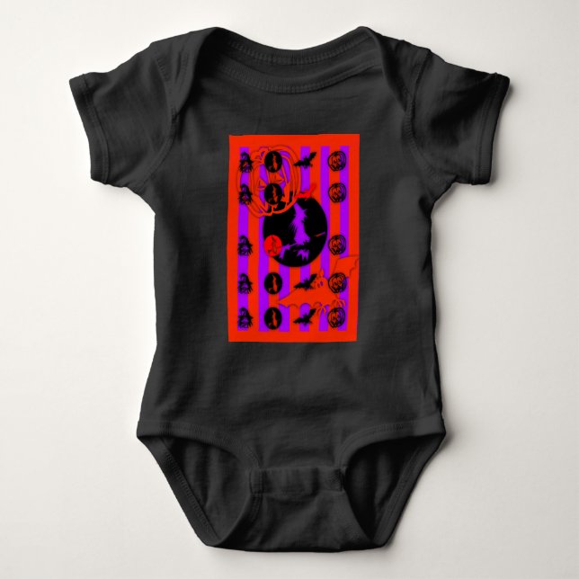 Electric Pop Colors Halloween Baby Bodysuit (Front)