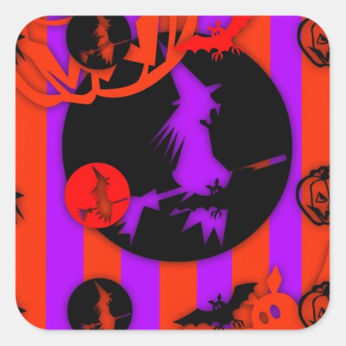 Electric Pop Colors Halloween Square sticker