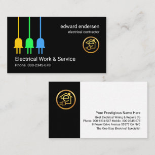 Electric Power Plugs Electrical Works Business Card