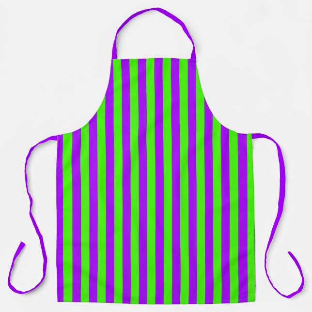Electric Psychedelic Purple And Harlequin Green Apron (Front)