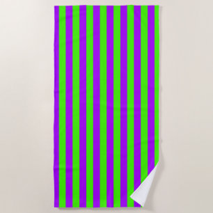 Electric Psychedelic Purple And Harlequin Green Beach Towel