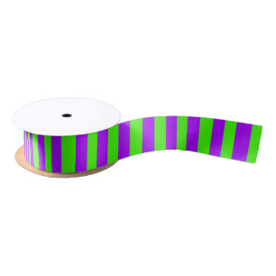 Electric Psychedelic Purple And Harlequin Green Satin Ribbon