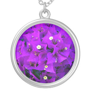 Electric Purple Bougainvillea Silver Plated Necklace