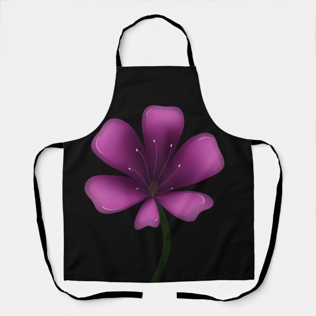 Electric Purple Glossy Bloom Moody Dark Botanical  Apron (Front)