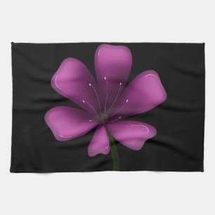 Electric Purple Glossy Bloom Moody Dark Botanical  Kitchen Towel