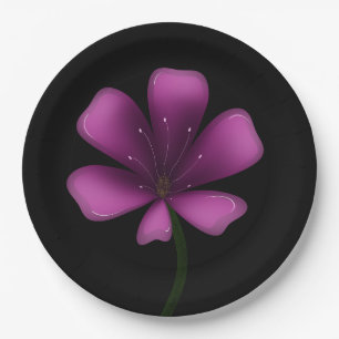 Electric Purple Glossy Bloom Moody Dark Botanical  Paper Plates