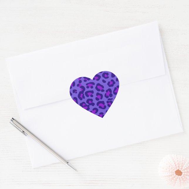 "Electric Purple Leopard" Heart Sticker (Envelope)
