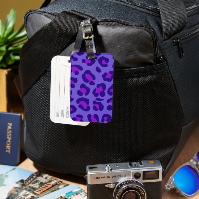 "Electric Purple Leopard" Luggage Tag (Front & Back)