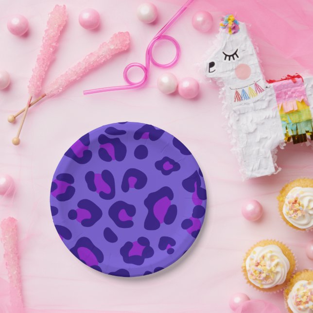 "Electric Purple Leopard" Paper Plates (Party)