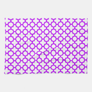 Electric Purple Quatrefoil Pattern Towel