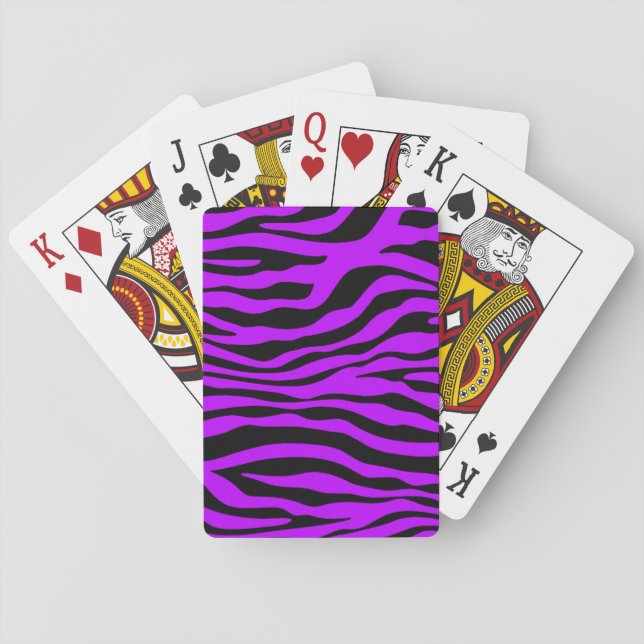 Electric Purple Zebra Stripes Animal Print Playing Cards (Back)