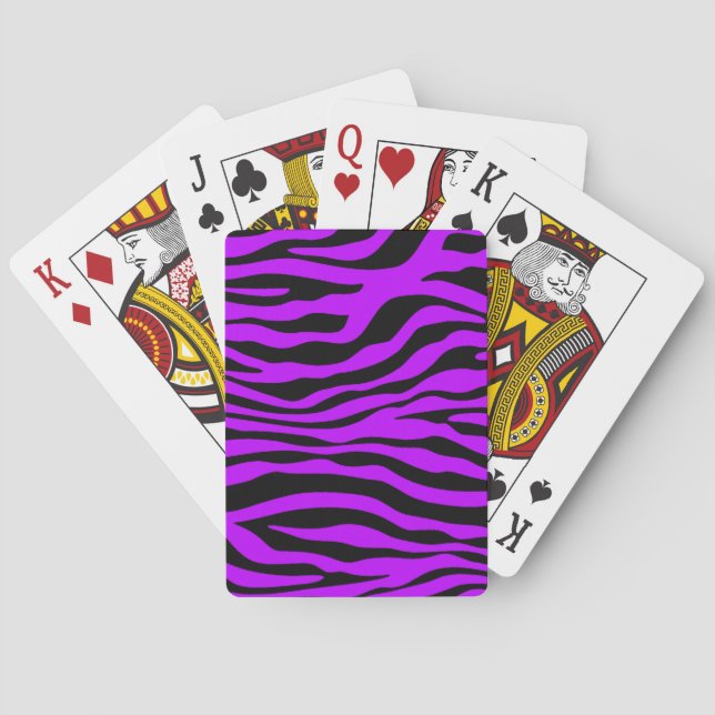 Electric Purple Zebra Stripes Animal Print Poker Cards (Back)