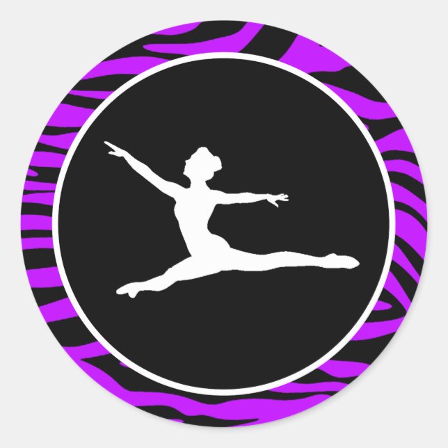 Electric Purple Zebra Stripes; Ballet Classic Round Sticker (Front)