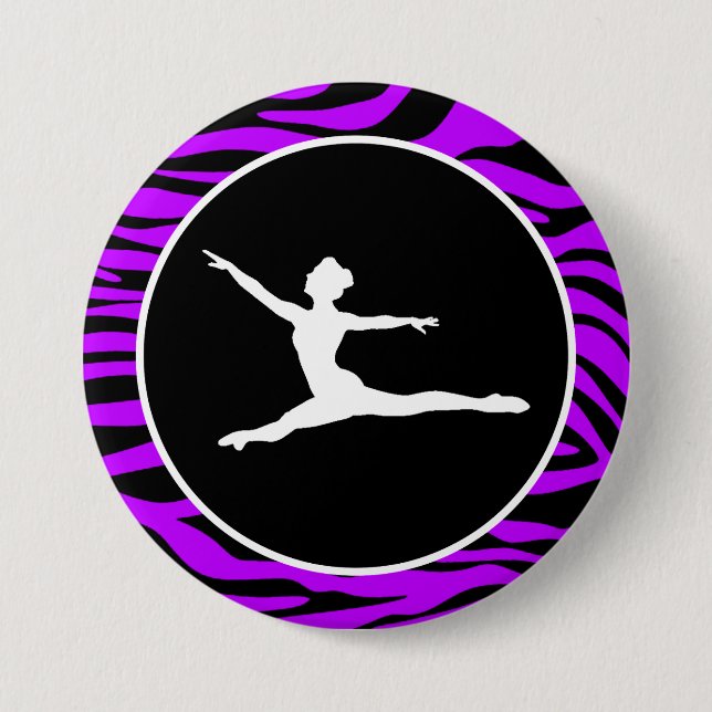 Electric Purple Zebra Stripes; Ballet Pinback Button (Front)