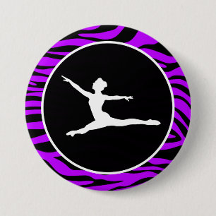 Electric Purple Zebra Stripes; Ballet Pinback Button