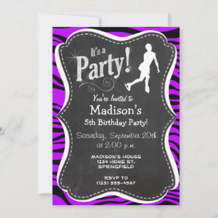 Electric Purple Zebra Stripes; Figure Skating Invitation