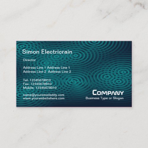 Electric Rain (Plain) - Teal Business Card Templates
