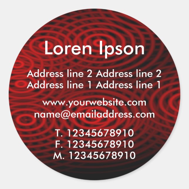 Electric Rain Red Business / Profile Classic Round Sticker (Front)