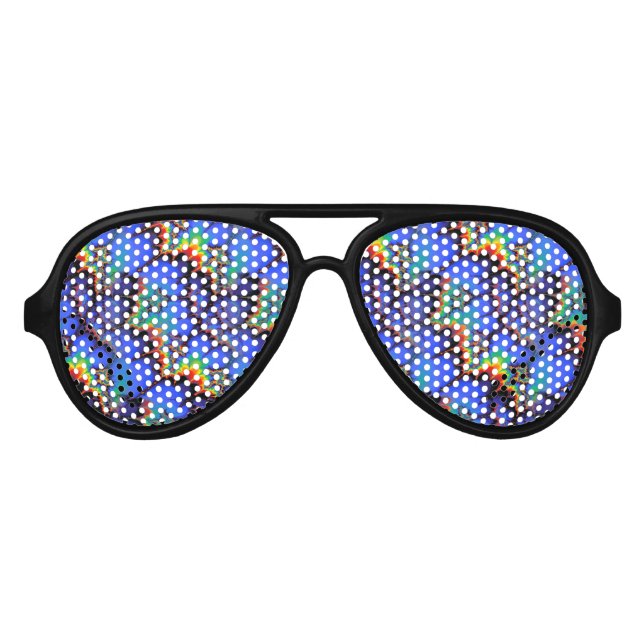 Electric Rainbow Waves Fractal Art Pattern Aviator Sunglasses (Front)
