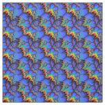 Electric Rainbow Waves Fractal Art Pattern Fabric
