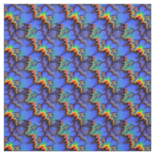 Electric Rainbow Waves Fractal Art Pattern Fabric