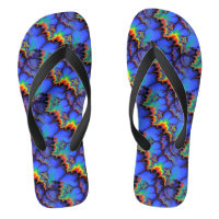 Electric Rainbow Waves Fractal Art Pattern Flip Flops