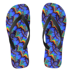 Electric Rainbow Waves Fractal Art Pattern Flip Flops