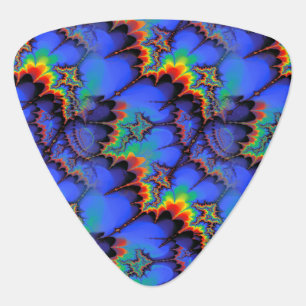 Electric Rainbow Waves Fractal Art Pattern Guitar Pick
