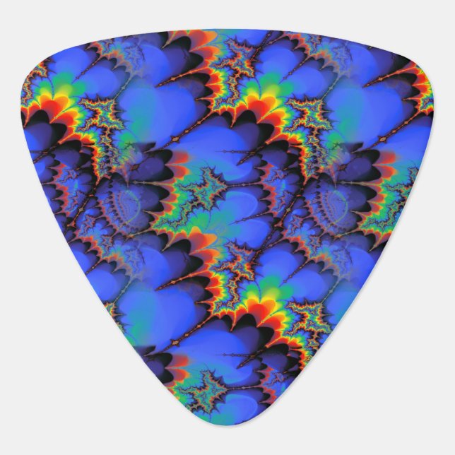 Electric Rainbow Waves Fractal Art Pattern Guitar Pick (Front)
